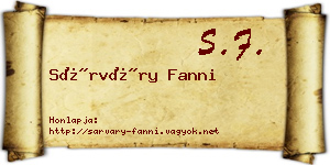 Sárváry Fanni névjegykártya