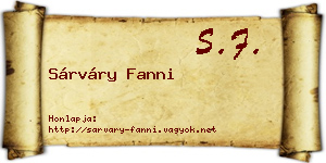 Sárváry Fanni névjegykártya